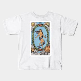 The World, Raider Waite Tarot, Divination Tarot Kids T-Shirt